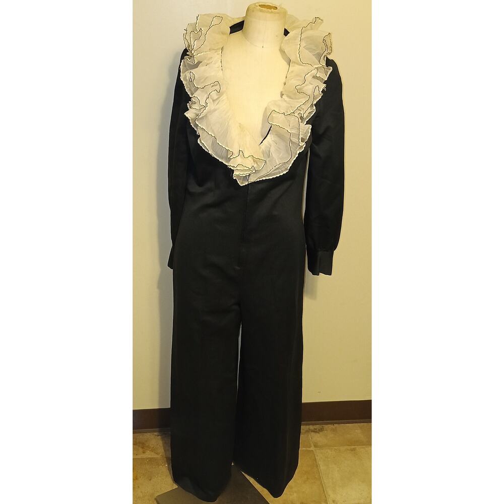 Eve Le Coq Vintage 60's Ruffle Collar Wide Leg Jumpsuit  S/M